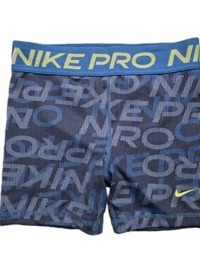 Nike Girls Pro Dri-FIT 3" Print Compression Shorts with Neon Yellow Accents